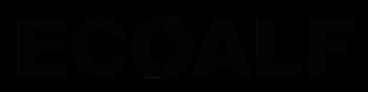 The image shows a dark background with the word 'ECOALF' in white, minimalist font.