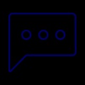 A simple blue outlined icon of a speech bubble with three dots, indicating an ongoing conversation or message.