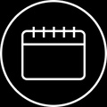 A minimalist calendar icon in white on a black background.