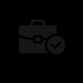 A black briefcase with a checkmark symbol indicating approval.