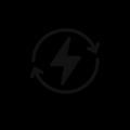 A minimalist icon representing energy or power recycling.