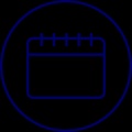 This image features a blue calendar icon within a circular outline.