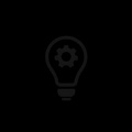 A light bulb with a gear symbol inside it.