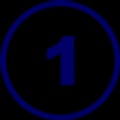 A blue circular icon with the number one in the center.