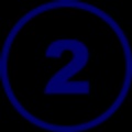A blue circular icon with the number 2 in the center.