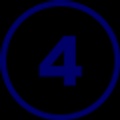 A simple blue circle with the number four in the center.