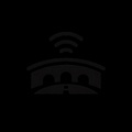 A stylized representation of a bridge with wireless signals above it.