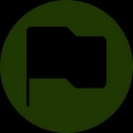A simple black flag icon on a green circular background.