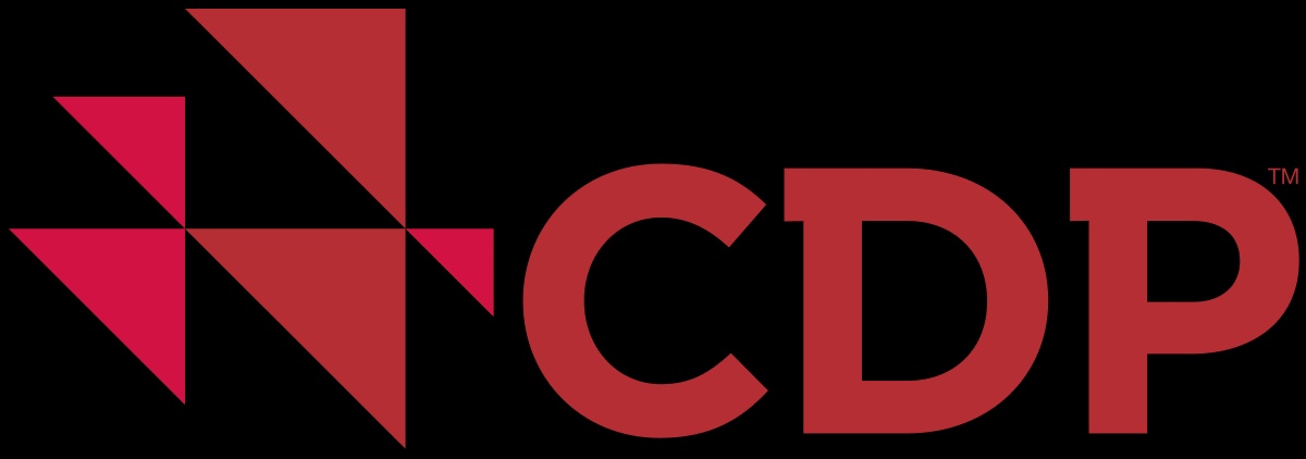 The image displays the logo of CDP, featuring a stylized red and black design.