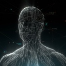 A digital representation of the human form with intricate network connections.
