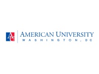 Logo of American University, featuring a stylized 'AU' and the text 'American University Washington, D.C.'