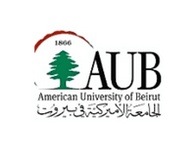 Logo of the American University of Beirut featuring a green cedar tree, the date 1866, and text in both English and Arabic.