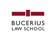 Logo of Bucerius Law School featuring a stylized design of a red book with a white center, positioned above the name of the school.