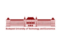 A red graphical representation of the Budapest University of Technology and Economics building.