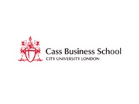 Logo of Cass Business School, City University London, featuring a red crest and text.