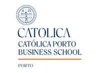 Logo of Catolica Porto Business School featuring a crest and text.