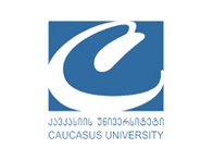 Logo of Caucasus University featuring a stylized white 'C' on a blue background.