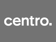 A simple logo with the word 'centro' in lowercase letters followed by a period, all against a gray background.