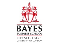 A logo of Bayes Business School, featuring a coat of arms.