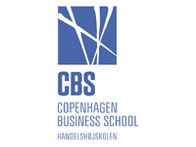 Logo of Copenhagen Business School, featuring stylized abstract lines and the letters 'CBS'.