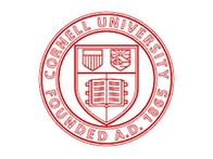 The image shows the red and white seal of Cornell University, featuring symbols and the founding year 1865.