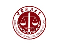 This is a logo of the China University of Political Science and Law, featuring a balance scale, text, and decorative elements.