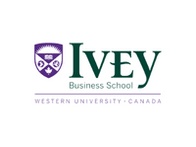 Logo of Ivey Business School at Western University, Canada featuring a shield with symbols and text.