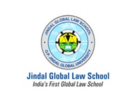 Logo of Jindal Global Law School, featuring a circular emblem with the school's name and the tagline 'India's First Global Law School'.