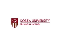 Logo of Korea University Business School featuring a shield with three diagonal stripes and a crown above it.