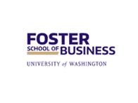 Logo of the Foster School of Business at the University of Washington featuring blue and purple text.