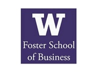 Logo of the Foster School of Business featuring a purple square with a white letter 'W' at the center.