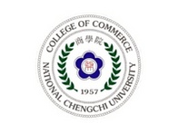 Logo of the College of Commerce at National Chengchi University, featuring a circular emblem with text and a wreath design around the year 1957.