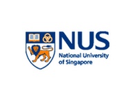 Logo of the National University of Singapore featuring a shield with symbols and acronym NUS.