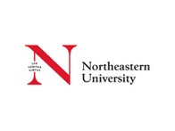 Logo of Northeastern University featuring a large red 'N' with a black outline and the university's name beneath it