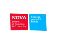 The image features two logos, one in red for Nova School of Business & Economics, and one in blue with the text 'Shaping powerful minds'.