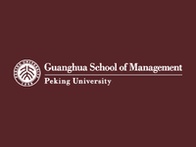 Logo of the Guanghua School of Management at Peking University on a maroon background.