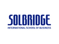 Logo of Solbridge International School of Business featuring stylized text and a bridge graphic.