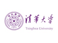 This is the logo of Tsinghua University featuring traditional Chinese text and a detailed emblem.