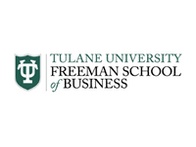 Logo of Tulane University Freeman School of Business featuring a shield with a green 'T' and the university name around it.