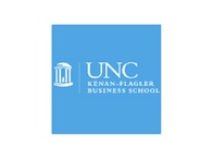 Logo of UNC Kenan-Flagler Business School featuring a white pillar design on a blue background.