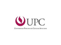 Logo of Universidad Peruana de Ciencias Aplicadas (UPC) featuring a stylized, flame-like design in magenta and purple colors.