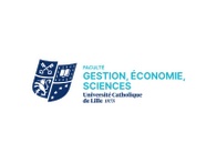 Logo of the Faculty of Management, Economy, and Sciences at the Catholic University of Lille, established in 1963.