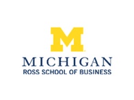 Logo of the Michigan Ross School of Business featuring a large yellow 'M' on a blue background.