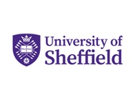 Logo of the University of Sheffield featuring a purple shield with a white crown and an open book motif.