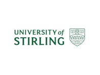 Logo of the University of Stirling featuring a shield with symbols and green text on a white background.