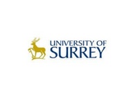 Logo of the University of Surrey featuring a stylized golden stag over blue text.