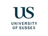 Logo of the University of Sussex featuring the letters 'US' in a modern, blue font.