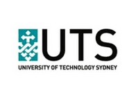 Logo of the University of Technology Sydney featuring a stylized design of interconnected shapes.