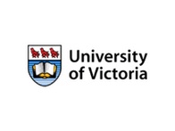 Logo of the University of Victoria featuring a shield with three red books, a blue background, and a golden book.