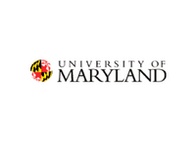 Logo of the University of Maryland featuring a shield with alternating red and white stripes and a black and gold checkered pattern.